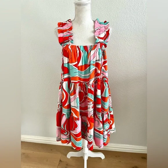 Colorful Ruffled Dress - Picture 1 of 3